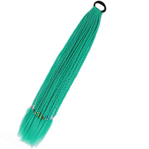 Synthetic Gradient Boxing Braided Ponytail For Girls With Elastic Hair Rubber Bands Hair Accessories Wig Headband Hairpiece