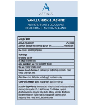 Melaleuca Affinia Vanilla Musk &amp Jasmine Antiperspirant &amp Deodorant - 2 oz