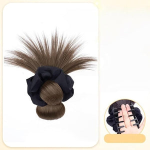 Hair Bun Hairpiece Claw Clip in Bun Chignon Fake Ponytail Hair Extension Wig for Women Daily Party (Brown Color)