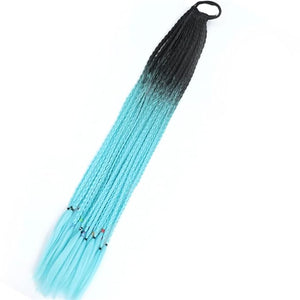 Synthetic Gradient Boxing Braided Ponytail For Girls With Elastic Hair Rubber Bands Hair Accessories Wig Headband Hairpiece