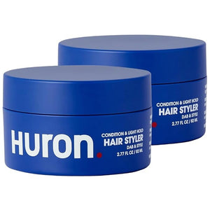 Huron Men¡¯s Pomade ? Conditioning &amp; Light Hold Hair Styler ? Versatile Grooming Cream for Smooth, Flexible Style with Matte Finish ? 2.7 oz (2 Pack)