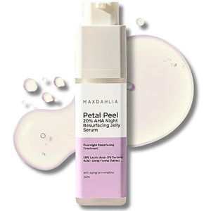 MAXDAHLIA Petal Peel - 20% AHA Serum | Mandelic &amp Lactic Acid | Resurfacing &amp Renewing Overnight Treatment for Dark Spots Uneven Skin Tone &amp Acne Scar Remover