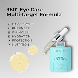PRAIMY Firming Eye Serum ? Anti-Aging Eye Serum for Dark Circles Puffiness Fine Lines &amp Wrinkles with Retinol Caffeine &amp Hyaluronic Acid ? 1 fl oz