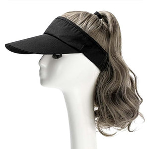 Women Hair Ponytail Wig Baseball Cap with Hair Long Wavy Wig Golf Hats With Hollow top baseball cap wig