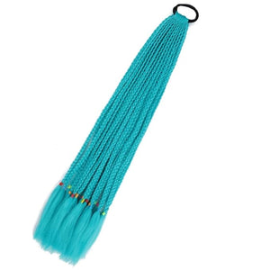 Synthetic Gradient Boxing Braided Ponytail For Girls With Elastic Hair Rubber Bands Hair Accessories Wig Headband Hairpiece