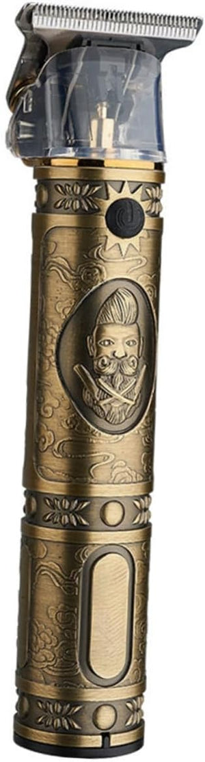 USB Charging Hair Clipper Trimmer Professional Engraved Metal Haircut Tool for Home and Barbershop Quiet Bronze Design