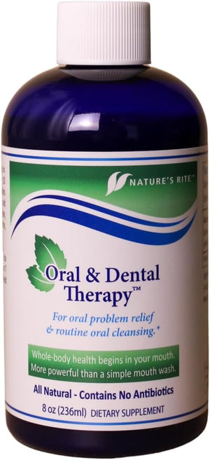 Nature's Rite Oral and Dental Therapy - Mouthwash for Fresh Breath and Healthy Gums - All Natural Oral Care Solution - Polysorbate 20 Silver Colloid Peppermint Oil - 236 ml