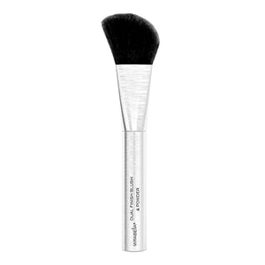 Mirabella Dual Finish Blush &amp Powder Brush ? Angled Vegan Makeup Brush for Cheeks Super-Soft Synthetic Bristles Weighted Aluminum Handle Cruelty-Free Professional Quality