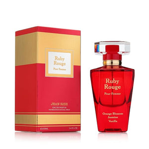 Jean Rish Ruby Rouge Eau De Parfum for Women (3.4 Fl Oz / 100ml) with Orange Blossom Jasmine Vanilla - Long Lasting and Luxury Fragrance