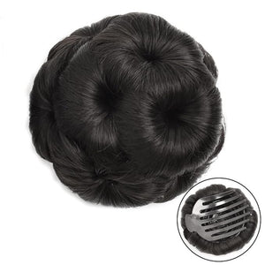 NASTYA Messy Bun Hair Piece for Women Synthetic Bun Floral Style Ponytail Extension Hair Clips Braided Bun Claw Clip Donut Bun Wig Women Hair Accessories Hair Extensions Hair Scrunchies (Color : B)