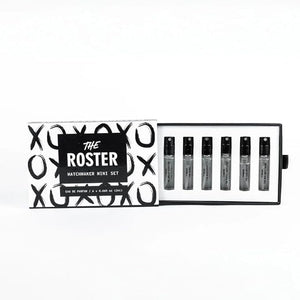 The Roster Fragrances- Matchmaker Mini Set. Six (6) sample bottles of our most popular 2 mL Womens Perfumes. Eau de Parfum Long Lasting Womens Perfume. 6x TSA Approved Travel Perfume Bottles.