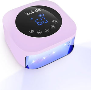 Lavinda LED Nail Lamp 54W Rechargeable Cordless UV Nail Light, Professional Gel Nail Lamp with Timer Display, Fast Drying UV Lamp for Gel Nails, Matte Macaron Purple Nail Dryer for Salon &amp; Home