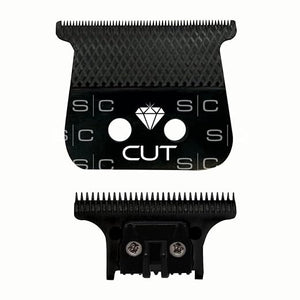 StyleCraft Replacement Diamond Cut Fixed Black Diamond DLC Hair Trimmer Blade with The One Cutter Set