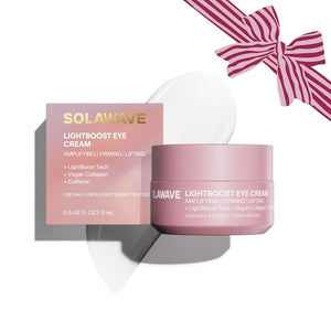 Solawave LightBoost Eye Cream | Reduces Appearance of Dark Circles Puffiness &amp Under Eye Bags | Anti Aging Wrinkle Smoothing Brightening Hydrating &amp Collagen Support | Enhances Red Light