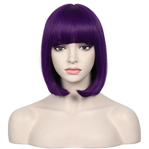 WildCos Short 12 Inches Straight Synthetic Cosplay Wig for Women (Dark purple)