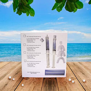 Pearlescence Teeth Whitening System 16% Carbamide Peroxide Gel Kit 2 x 10ml Whitening Gel + 3 Boil and Bite Trays + Paper Shade Guide and Instruction.