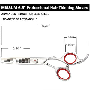 Thinning Shears for Hair Cutting 6.5 Inch Professional 30+90 Bionic Teeth Texturizing Scissors with Japanese 440C Steel &amp Ergonomic Handle for Barber Salon Home Use
