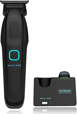 Supreme Trimmer Recharge ST777 ? Professional Barber Trimmer with 2 Removable Batteries | 8000 RPM Motor Zero Gap DLC Blades Smart Charging Dock USB-C Fast Charge