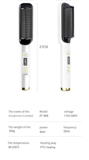 Negative Ion Hair Straightenerbuilt-in combHelp You Solve Frizzy HairPerfect Styler for Home Salon Effects. (white)