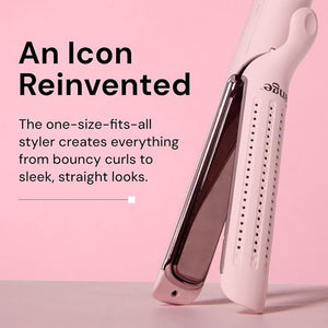 L'ANGE HAIR Le Duo Edge 360¡Æ Airflow Titanium Styler Blush | 2-in-1 Flat Iron Straightener &amp Curling Iron | 1¡± Wide Titanium Plates with Rounded Corners &amp Softly Beveled Edges (Blush)