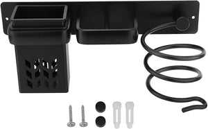 Madlife Garage Hair Tool Organizer Wall MountDryer and Straightener HolderBathroom Hair Styling Care Tool OrganizerMulti-Functional Space Storage Bracket with Plug Hook(Black)