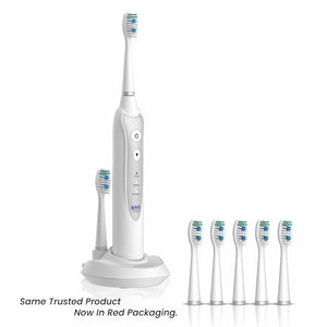 Sonic Electric Toothbrush for Adults with 5 Toothbrush Replacement Heads 3 Brushing Modes &amp 2 Minutes Built-in Timer Travel Toothbrushes with Inductive Charging Rechargeable toothbrush | White