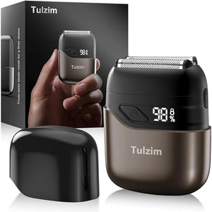 Electric Foil Shaver for Men: Mini Electric Razor for Beard/Face - IPX7 Waterproof Cordless Razor with LED Display 3 Floating Blade USB-C Fast Rechargeable for Travel &amp Home Brown