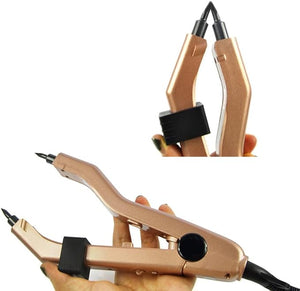 Hair Extensions Tool Temperature Change Professional Even Heating Heat Iron Connector Easy to Clean Stylish for Hair Salon Rose Gold Sharp Tips (US Plug) (Rose Gold)