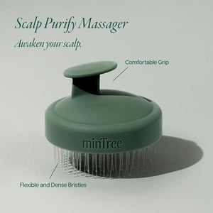 MINTREE Scalp Purify Massager/Scalp Scrubber with Flexible and Dense Bristles for Hair Growth Hair Shampoo Brush for Scalp Exfoliator Stimulating Scalp