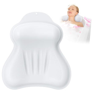 Silicone Bath Pillow New Material Bath Pillows for Tub Head Neck and Back Support Bath Tub Pillow with 4D Press Inflatable Airbag and Non-Slip Strong Suction Cups Quick-Drying Easy to Store White