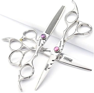 SHARONDS 6 Inch 440C High Hardness Stainless Steel Hair Scissors Hair Salon Hair Stylist Cutting Thinning Tool Barber Special (scissors set) (6 inch 4pc-B)