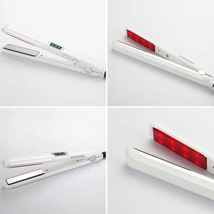 Ultrasonic Infrared Hair Straightener Care Flat Iron Hair Straightener for Hair Treatment Therapy Repair Damaged Hair Quickly Restore Bright and Shiny Hair White