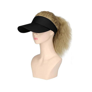 Hat Wig for Women Baseball Cap Wig with Curly Synthetic Hair Extensions Ponytail Cap Wig Sun Hat with Hair