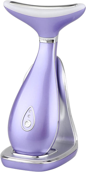VRAIKO Lily Neck Face Massager Face Sculpting Tool Skin Rejuvenation Device with Thermal Triple Action LED and Vibration for Anti-Aging Lifting and Tightening Sagging Skin (Violet)