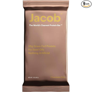 Jacob Bar, Protein Bars, Chocolate (9 Bars Total) - 20g Grass-Fed Protein, No Seed Oils, Nothing Artificial