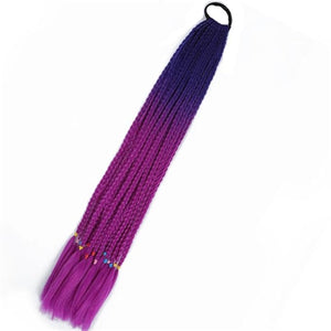 Synthetic Gradient Boxing Braided Ponytail For Girls With Elastic Hair Rubber Bands Hair Accessories Wig Headband Hairpiece