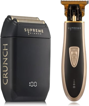 Supreme Trimmer 2-in-1 T-Shaper Trimmer &amp Crunch Foil Shaver | STF602 Electric Razor &amp ST5210 Beard Trimmer Barber Haircut Kit | Gold