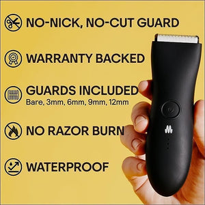 MERIDIAN - The Starter Package - Original Electric Body &amp Pubic Hair Trimmer Set 1 Replacement Blade Waterproof Rechargeable for Men and Women Onyx