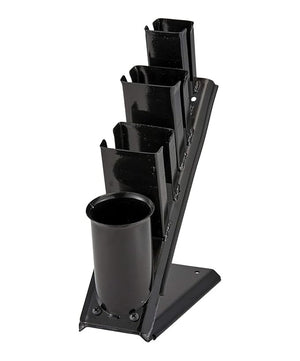 Pibbs 1512 Black Table Mount Flat Iron Holder Heavy-Duty Stainless Steel Construction Holds Up to 3 Flat Irons and 1 Curling Iron Durable Salon Appliance Organizer for Professional Stations