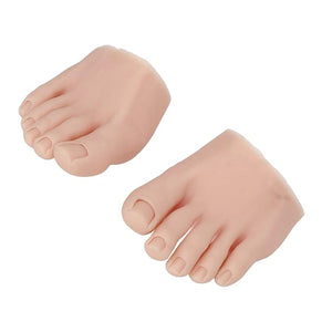 1 Pair Silicone Nail Practice Trainning Foot Flexible Manicure Nail Art Training Display Fake Half Foot Model Pedicure Practice (Medium Skin Color)
