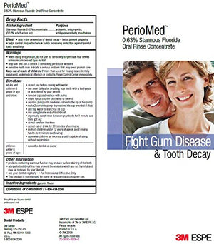 3M ESPE 12105M PerioMed 0.63% Stannous Fluoride Oral Rinse Concentrate Refill Mint Flavor 10 oz. Bottle with Pump