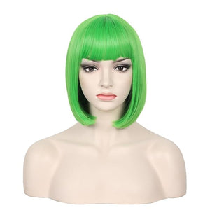 WildCos Short 12 Inches Straight Synthetic Cosplay Wig for Women (Light green)
