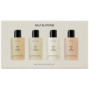 Salt &amp Stone Body Wash Mini Discovery Set | For Women &amp Men Sulfate Paraben &amp Dye Free Leaves Skin Soft and Hydrated | Antioxidants for Deep Moisture | Travel-Sized Body Wash