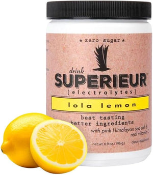 Superieur Electrolytes ? Plant Based Electrolyte Supplement w/Sea Minerals for Hydration &amp Recovery ? Keto Friendly Non-GMO Zero Sugar Vegan Healthy Sports Drink Powder ? Lola Lemon (70 Serving