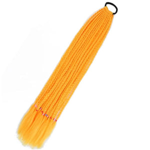 Synthetic Gradient Boxing Braided Ponytail For Girls With Elastic Hair Rubber Bands Hair Accessories Wig Headband Hairpiece