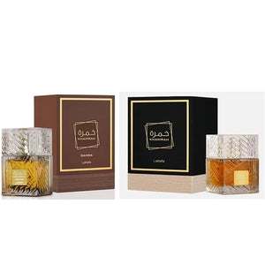 Lattafa Khamrah &amp Khamrah Qahwa Eau De Parfum Unisex 3.4 Fl Oz | Long-Lasting Arabic Perfume for Men &amp Women | Luxury Fragrance Gift Set | Spicy Sweet &amp Woody Scent