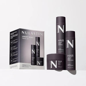 NULASTIN Vibrant Scalp Travel Kit - Hair Shampoo (2.54?Fl?Oz) Conditioner (2.54?Fl?Oz) &amp Scalp Scrub (1.7?Fl?Oz) for Fine Hair - Volumizing Color?Safe &amp Vegan Hair Set (3 Count)