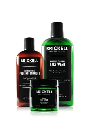Brickell Men's Daily Advanced Face Care Routine II Activated Charcoal Facial Cleanser Face Scrub Facial Moisturizer Lotion Natural and Organic Unscented