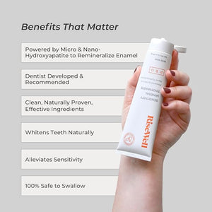 RiseWell PRO Mineral Toothpaste - Micro &amp Nano Hydroxyapatite Toothpaste for Tooth Remineralization &amp Alleviate Sensitivity - No Added Fluoride Safe to Swallow Natural Teeth Whitening (Wild
