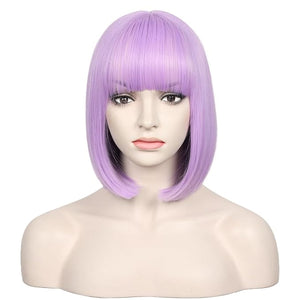 WildCos Short 12 Inches Straight Synthetic Cosplay Wig for Women (Lavender Purple)